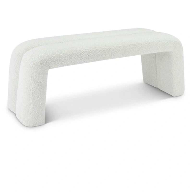 Arc Boucle Fabric Contemporary Bench